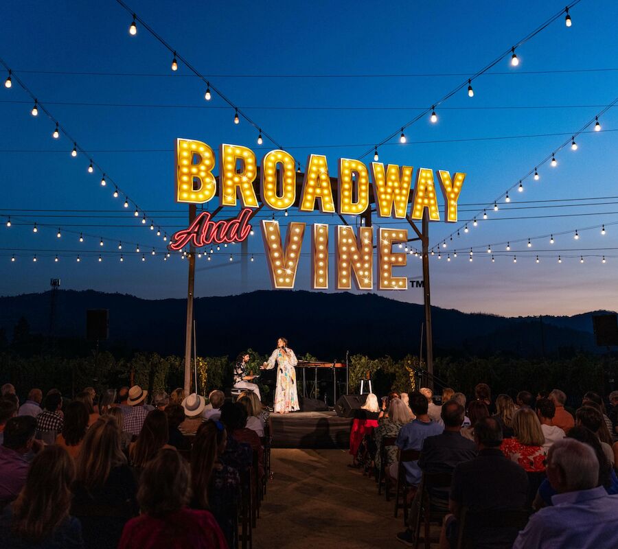 An outdoor event with a 